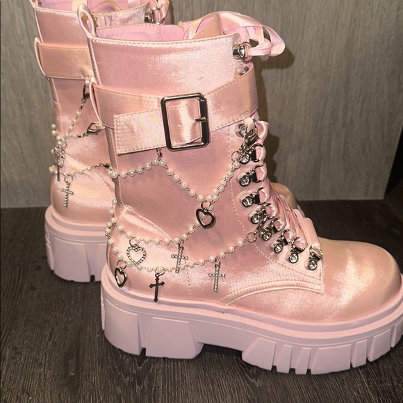 Sugar Thrillz Holy Revelations Combat Boots - Picture 2 of 11